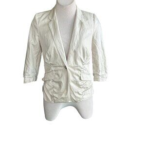 Kenneth Cole New York Metallic Beige Ruched Gathered Jacket Size 6 Petite
